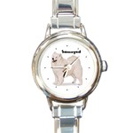 Samoyed Round Italian Charm Watch