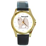 Samoyed Round Gold Metal Watch