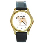 Shar Pei Round Gold Metal Watch