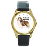 Shetland Sheepdog Sheltie Round Gold Metal Watch