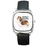 Shetland Sheepdog Sheltie Square Metal Watch