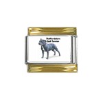 Staffordshire Bull Terrier Gold Trim Italian Charm (9mm)