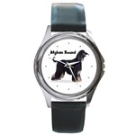 Afghan Hound Black Round Metal Watch