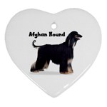 Afghan Hound Black Ornament (Heart)