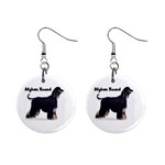 Afghan Hound Black 1  Button Earrings