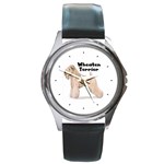 Wheaten Terrier Round Metal Watch