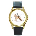 Wheaten Terrier Round Gold Metal Watch