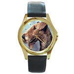 Airedale Terrier Round Gold Metal Watch