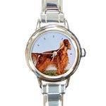 Irish Setter Round Italian Charm Watch