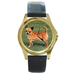 Chihuahua Round Gold Metal Watch