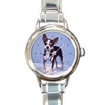 Chihuahua Round Italian Charm Watch