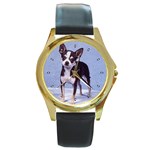 Chihuahua Round Gold Metal Watch