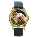 Chow Chow Round Gold Metal Watch