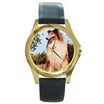 Collie Round Gold Metal Watch