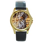 Dachshund Round Gold Metal Watch