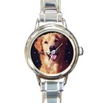 Golden Retriever Round Italian Charm Watch