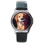 Golden Retriever Round Metal Watch