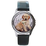 Golden Retriever Round Metal Watch