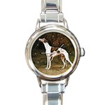 Greyhound Round Italian Charm Watch