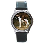 Greyhound Round Metal Watch