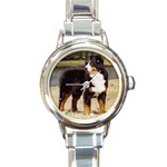 Bernese Mountain Dog Round Italian Charm Watch