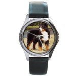 Bernese Mountain Dog Round Metal Watch