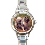 Keeshond Round Italian Charm Watch