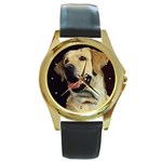 Labrador Retriever Lab Round Gold Metal Watch