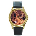 Bloodhound Round Gold Metal Watch