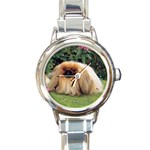 Pekingese Round Italian Charm Watch