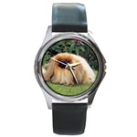 Pekingese Round Metal Watch