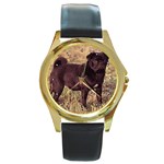 Pug Round Gold Metal Watch