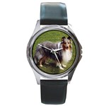 Shetland Sheepdog Sheltie Round Metal Watch