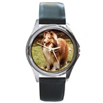 Shetland Sheepdog Sheltie Round Metal Watch