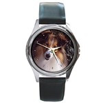 Shetland Sheepdog Sheltie Round Metal Watch