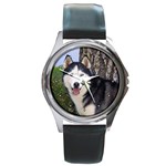 Siberian Husky Round Metal Watch