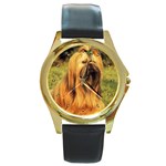 Shih Tzu Round Gold Metal Watch