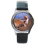 Welsh Corgi Cardigan Round Metal Watch