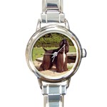 Afghan Hound Black Round Italian Charm Watch