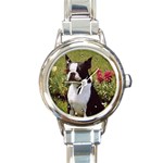 Boston Terrier Round Italian Charm Watch