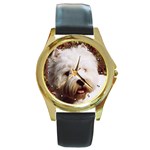 West Highland Terrier Westie Round Gold Metal Watch