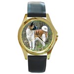 Akita Round Gold Metal Watch