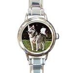 Alaskan Malamute Round Italian Charm Watch