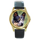 Australian Cattle Dog Round Gold Metal Watch