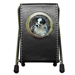 Australian Shepherd Puppy Pen Holder Desk Clock