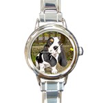 Basset Hound Round Italian Charm Watch