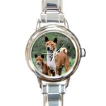 Basenji Round Italian Charm Watch