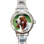 Basset Hound Round Italian Charm Watch