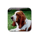 Basset Hound Rubber Square Coaster (4 pack)