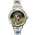 Bearded Collie Round Italian Charm Watch